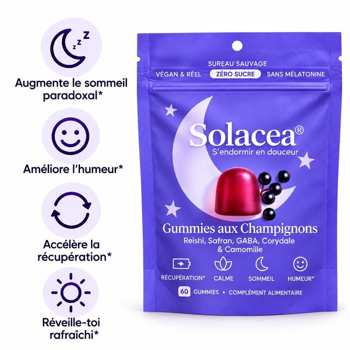 SleepGum Solacea : Gummies Sommeil Champignons